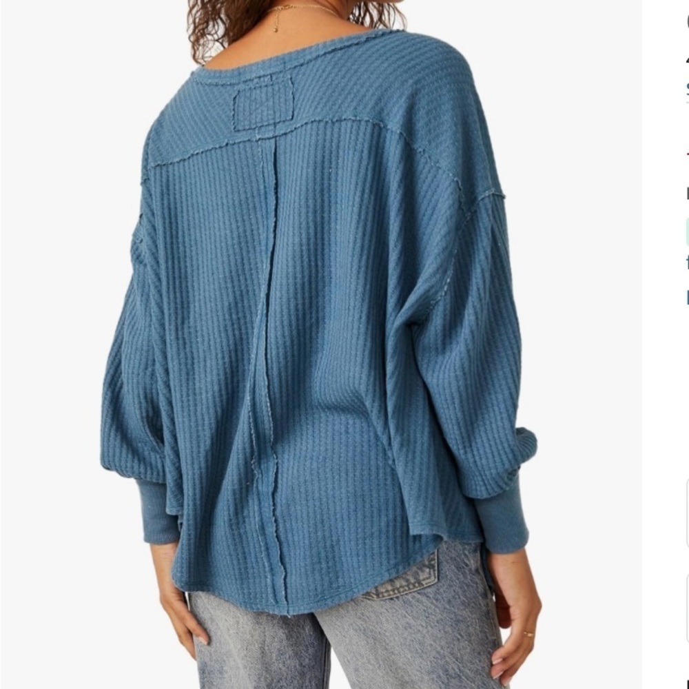 NWT Free People Coraline Thermal in Legion Blue XS New We the Free $68 retail - Picture 6 of 7